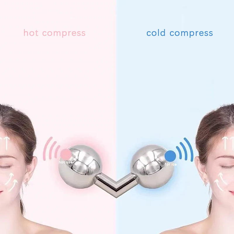 Facial Ice Globes Cold Hot Stainless Steel Facial Roller Skin Beauty Spa Cooling Globe Massage Ball Face Care Cryo Freeze Stick